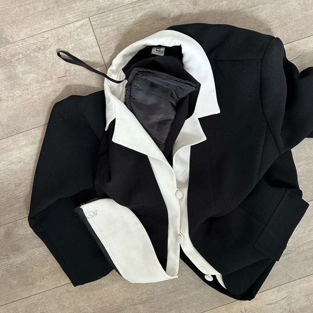 Danny & Nicole Shoulder Pad Black White Blazer Suit Jacket Women’s 12